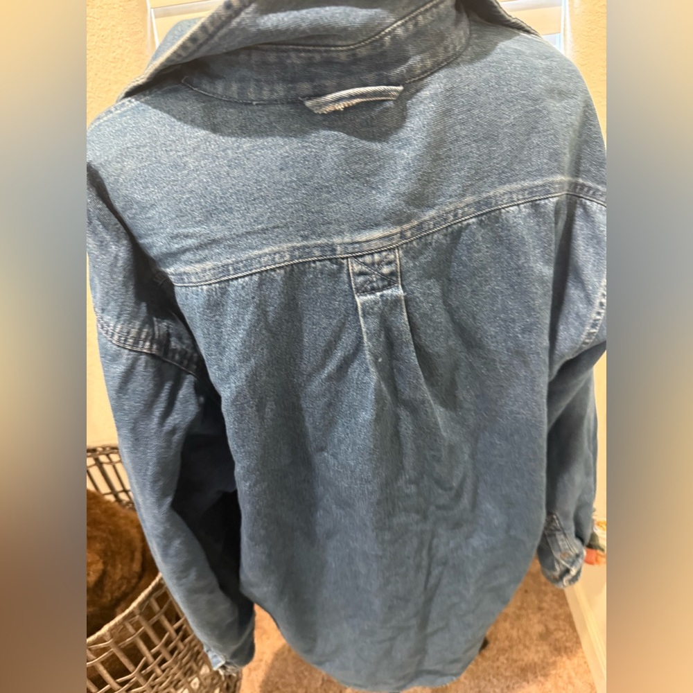 Basic Editions Blue Denim Jacket with Patterned Lining - Picture 5 of 6